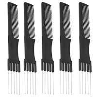 2 in 1 Steel Needle Fork Comb Set 5pcs Professional Hair Pick Styling Tool Metal Hairdressing Insert Comb Premium Quality
