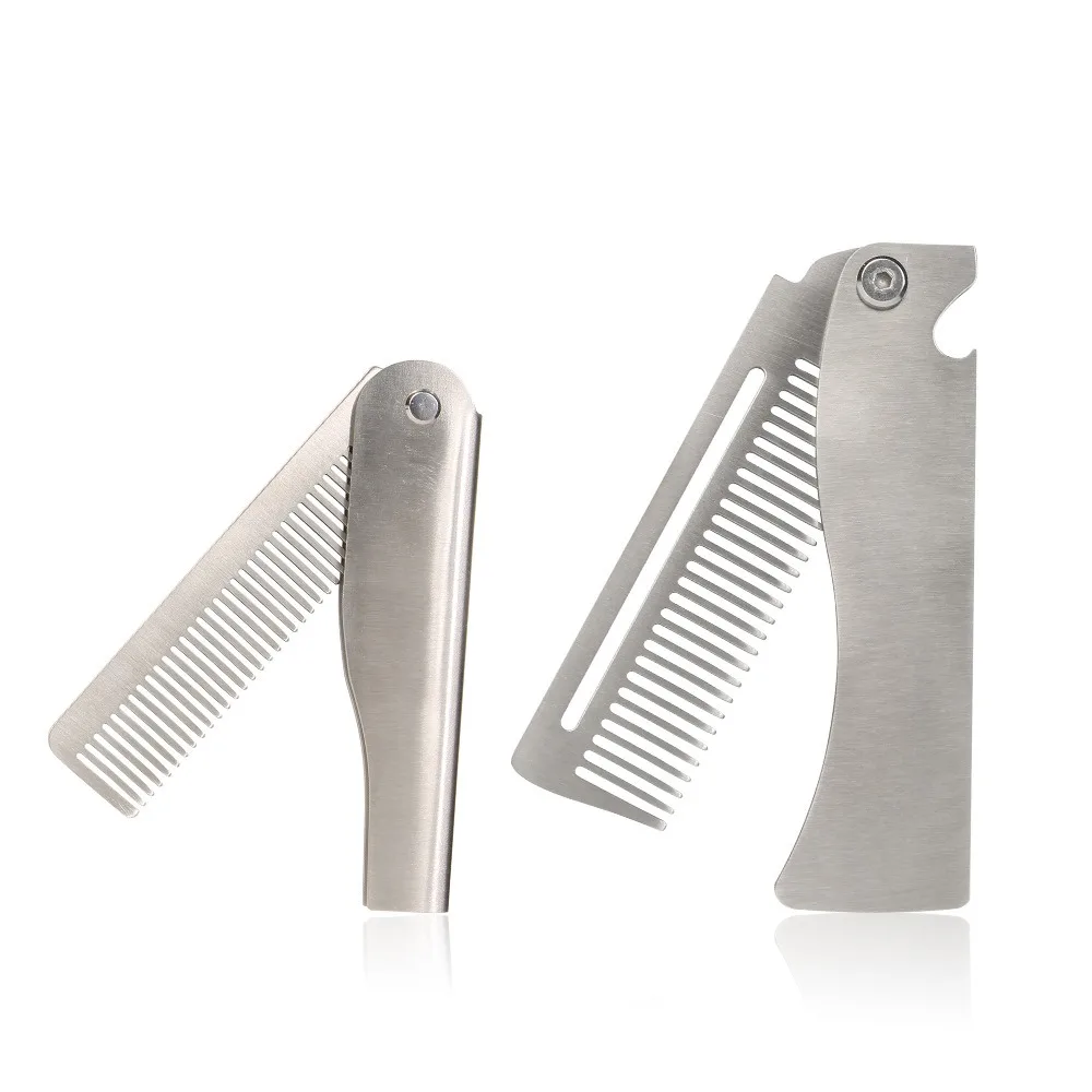 

Hairdressing Portable Steel Combs Oil Head Comb Pocket Comb Folding Pocket Beard Combs Moustache Barber Tools Hair Styling Comb