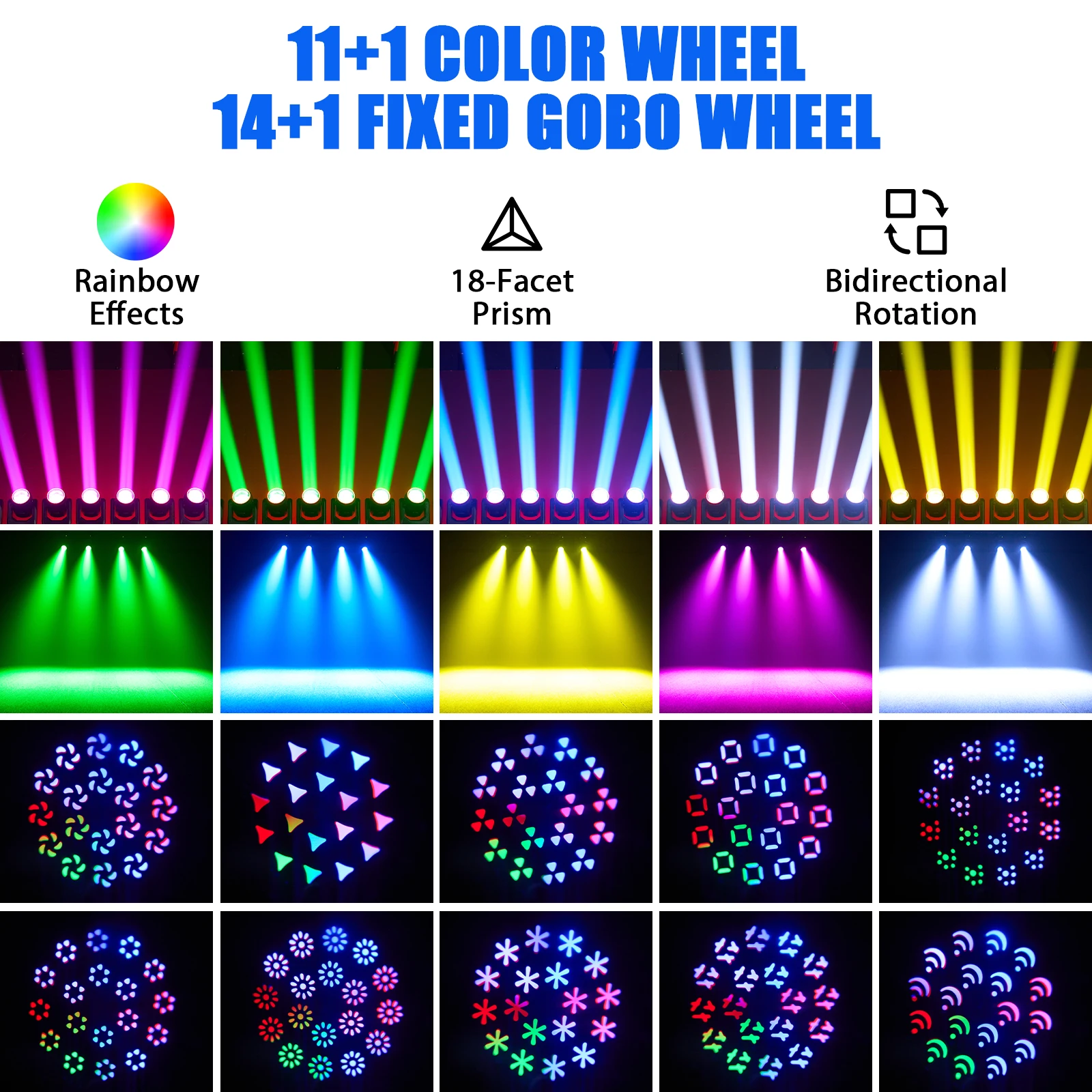

2PCS 200W LED Moving Head Beam Light RGB Rainbow Effect Lighting Projector for Stage Party Concert Theater Live Show Bar Club
