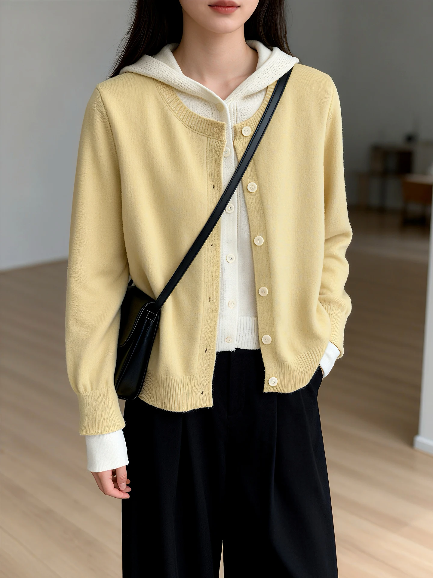 

Ximul Hat Knitted Open Cardigan Women's Spring Autumn Faion Outerwear Sweater Jaet Color Blo Long Sve Regular Fit