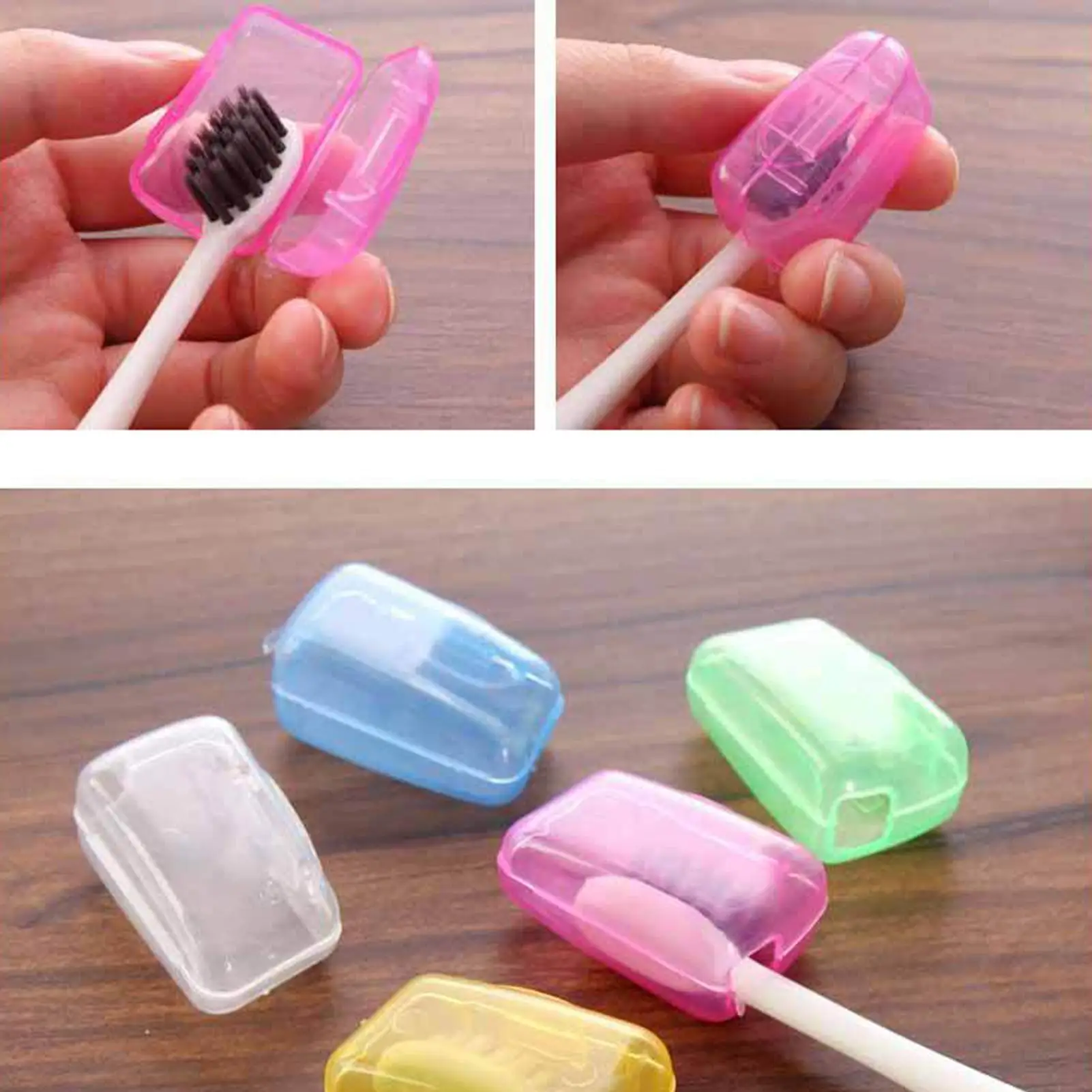 5Pc Travel Toothbrush Head Covers Toothbrush Protector Caps Brush Pod Case Protective Portable Plastic Clip For Household Travel
