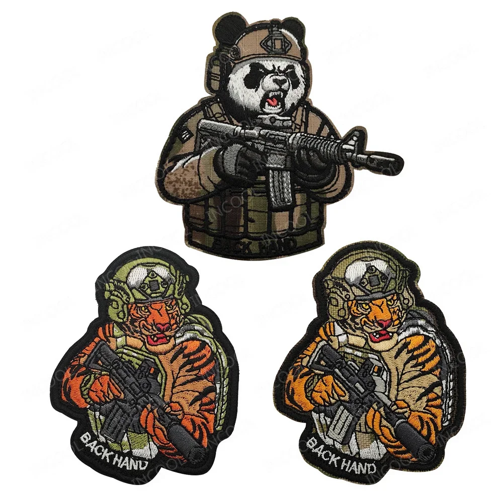 Lots of Guns Rubber Gun Patch Tiger Bear Airsoft PVC Armband Fastener Forward Torward Embroidery Appliqued For Clothing