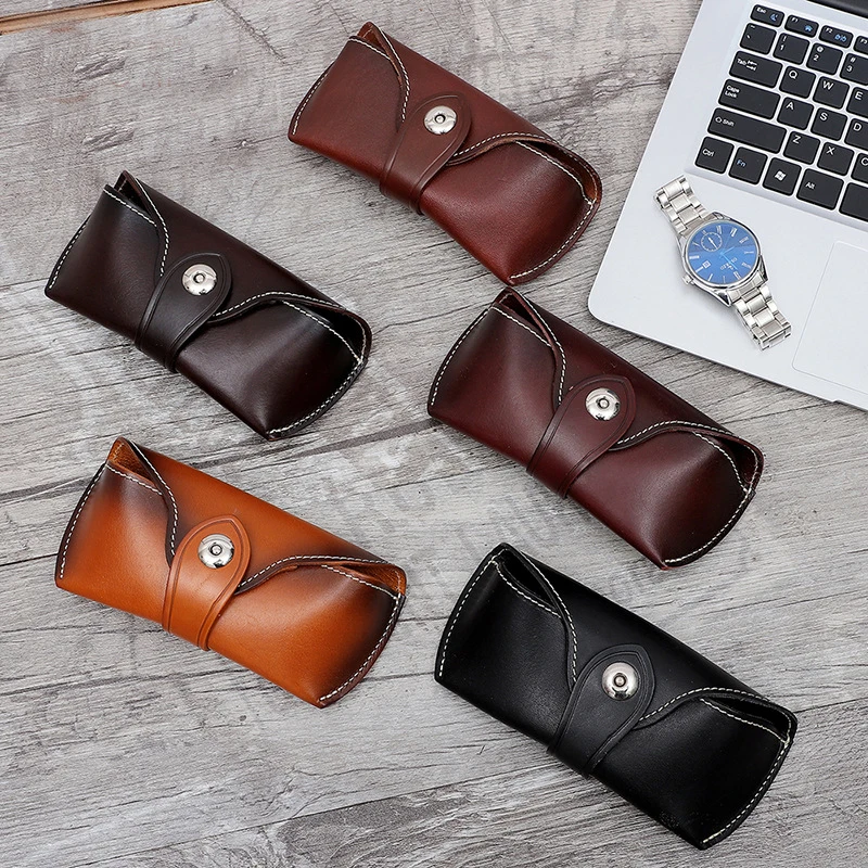 Cow Leather Bag Glasses Case Box Handmade Luxury Hard Spectacles Sunglasses Bags Eyeglasses Eyewear