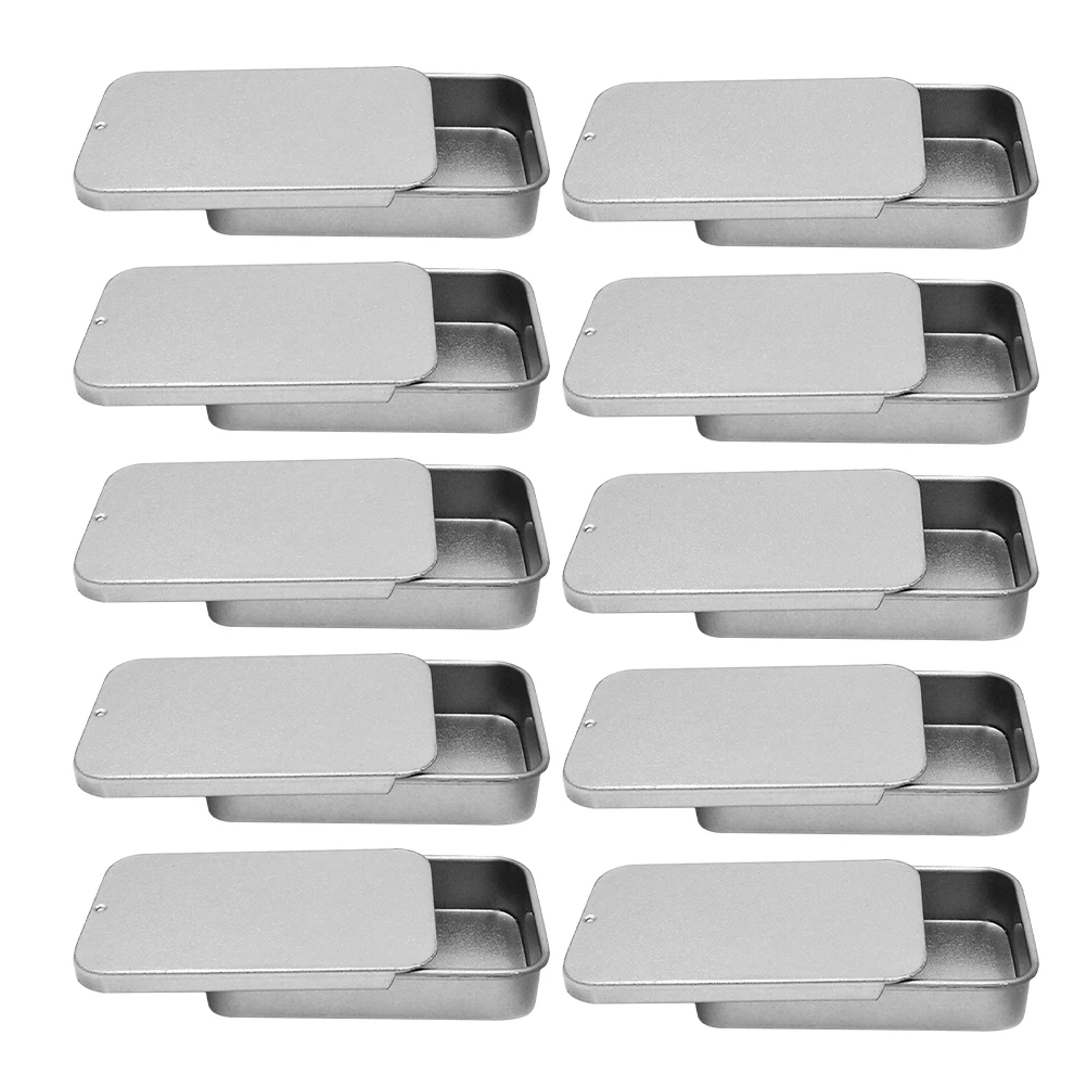 

18pcs Balm Boxes Tinplate Decorative Storage Containers 50X25X10mm Matte Silver Empty Makeup Candy Tins Metal Cases