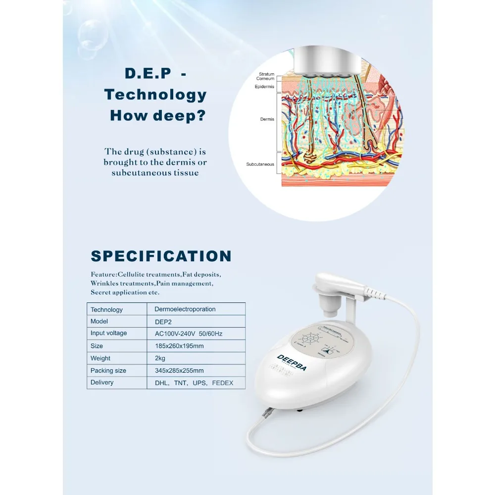 Easy Use Dermoelectroporation DEP Superconducting Deepba Skin Tightening Face Lifting Mesotherapy Gun Facial Beauty Device