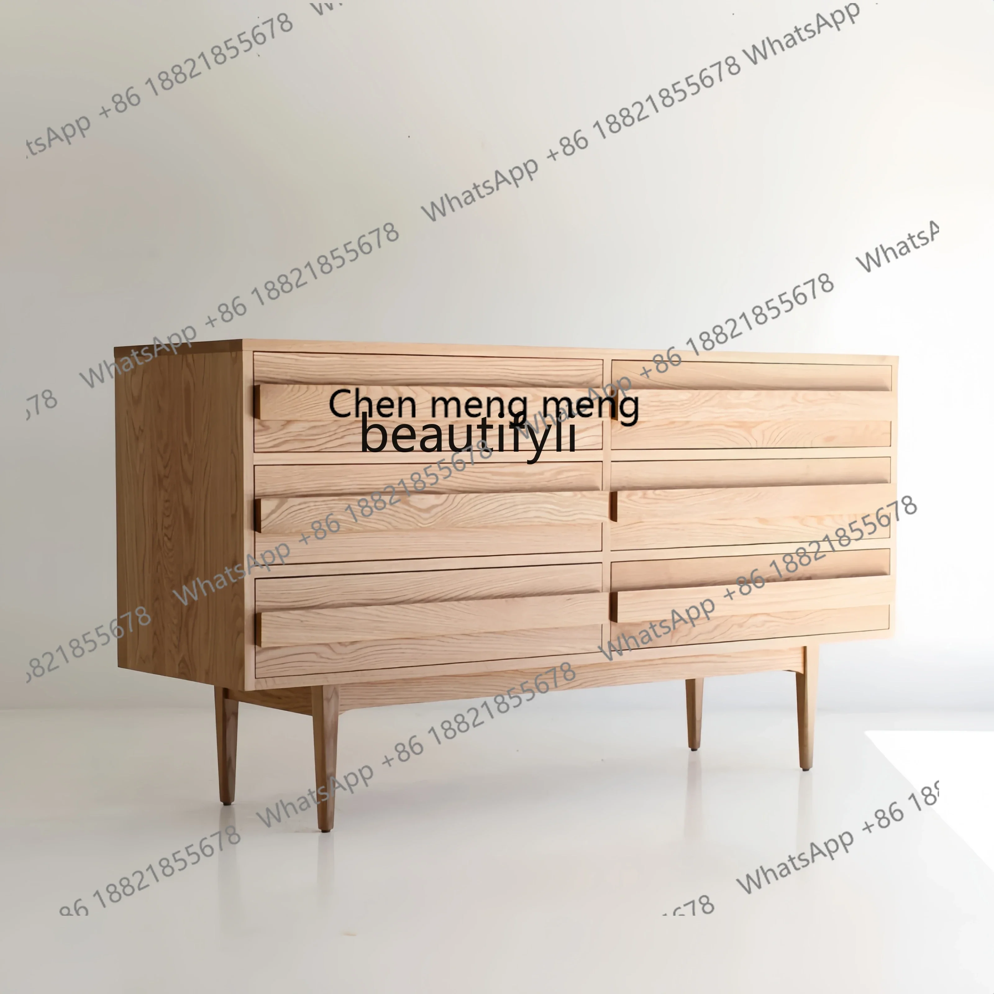 Medieval style solid wood chest, log style living room light luxury solid wood storage cabinet