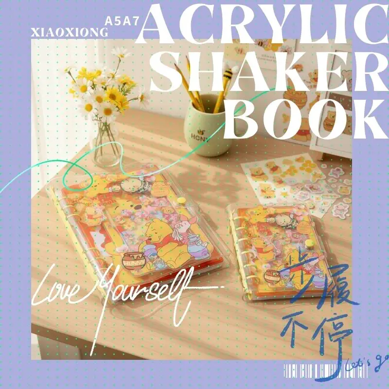 

Acrylic shaker book A5 A7 bear hardworking creative stationery writing shorthand notebook loose-leaf book friend exchange gift