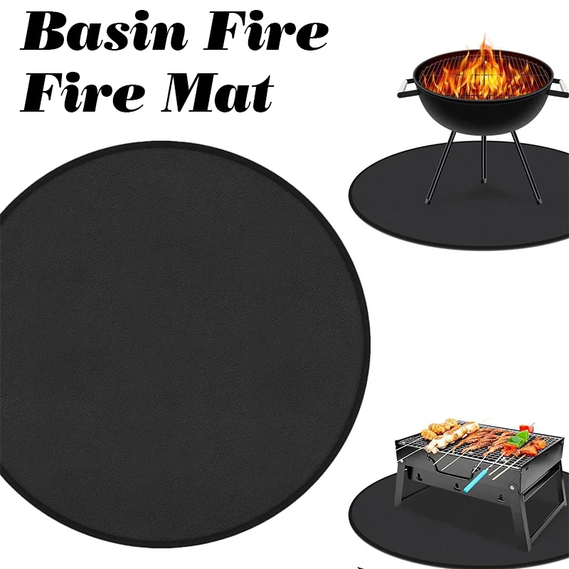 36 inch Black Round Fire Pit Mat Multi-functional Fireproof Mat For Versatile Outdoor Fireproof Floor Protective Mat Heated Mat