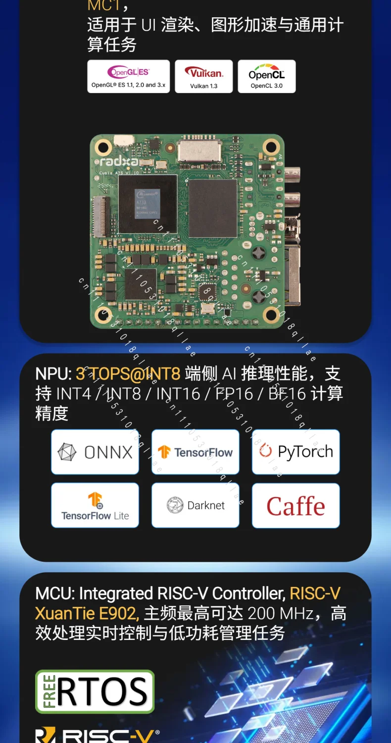 Cubie A7S Mini Main Board Allwinner A733 Octa-core CPU 3TOPS WiFi6