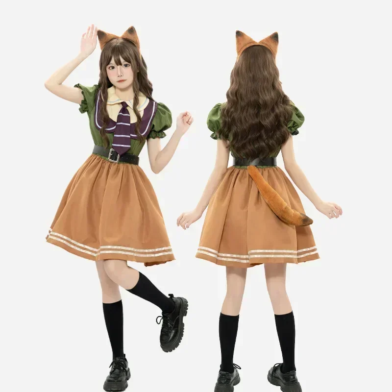 Anime Zootopia Judy Hopps Nick Wilde Cosplay Costume Dress Adult Children Women Cartoon Maid Carnival Party Performance Clothing