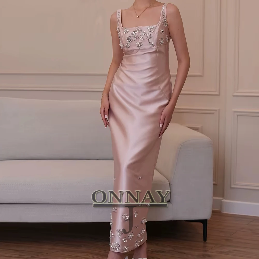 F1021 charmante robe De soirée De Gala en Satin cristaux pour femmes bretelles dubaï saoudien robes De Fiesta robe sur mesure Plus personnalisé