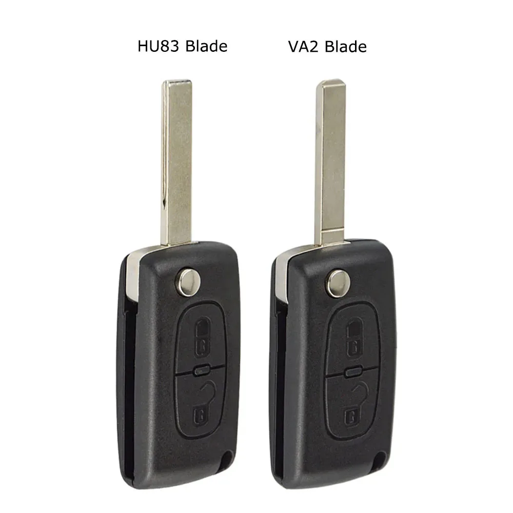 OkeyTech Remote Flip Key 2 Button Car Key for Peugeot Partner 207 307 308 407 CE0523 433Mhz ID46 PCF7941 Chip VA2/HU83 Blade