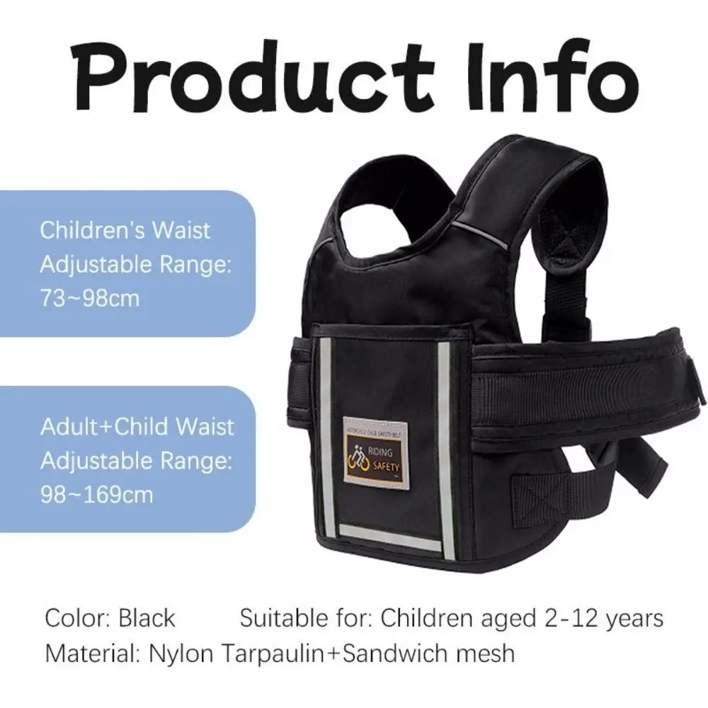 Black Safety Riding Harness Breathable Adjustable Anti-Fall Harness Durable Reflective Safety Belt