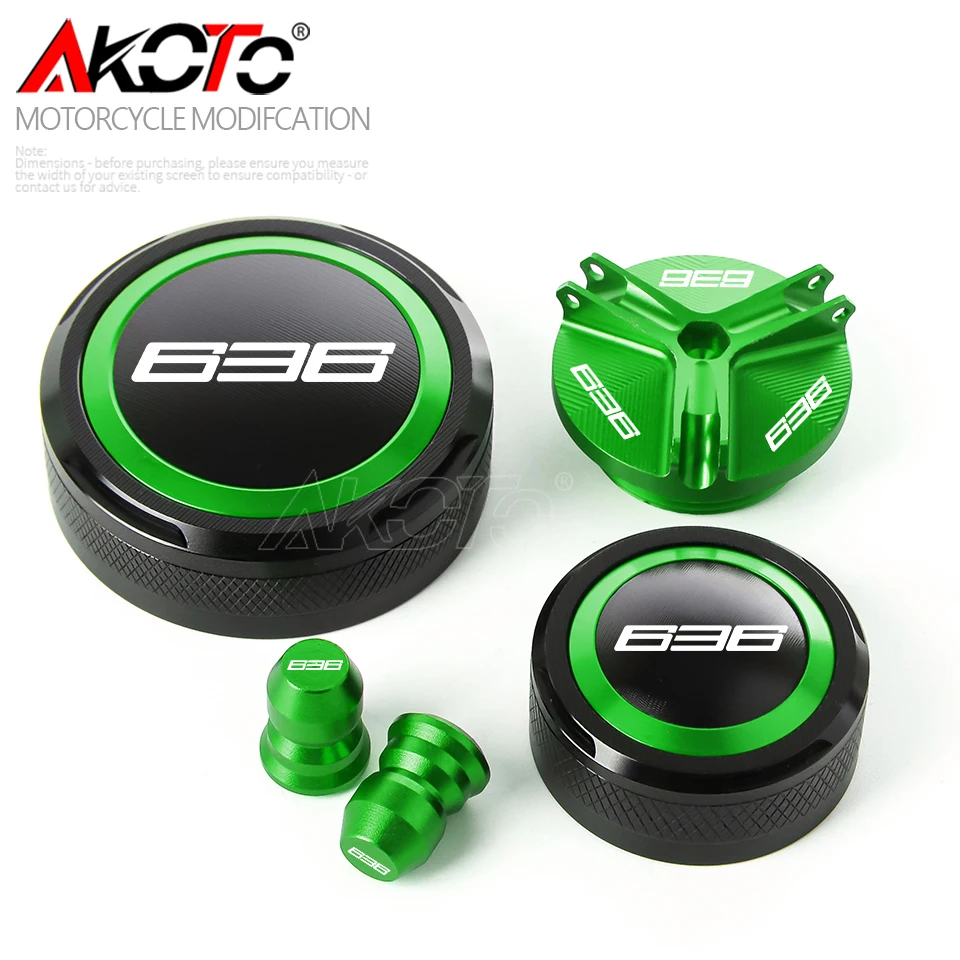 Front Rear Brake Fluid Reservoir Cover Engine Oil Filler Tire Valve Cap FOR KAWASAKI NINJA ZX-6R 636 ZX6R ZX636 2024-2025 Parts