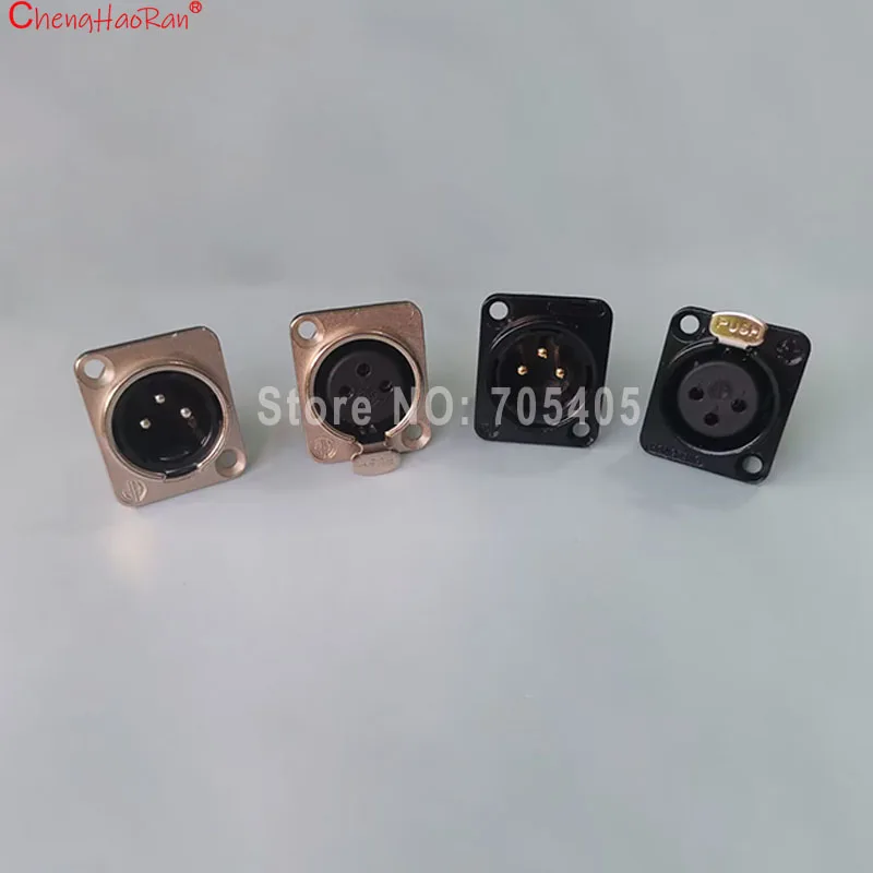 ChengHaoRan 1PC Female Male Jack 3 Pin Panel Mount Jacks Connector Copper Contact XLR Metal Socket Audio Microphone Connectors