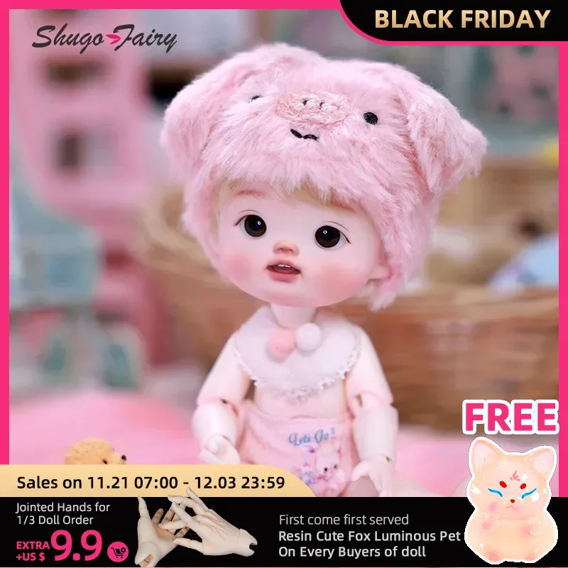 ShugaFairy 1/8 Daya Bjd Dolls Human Cub Expressive Head Piggy Hat Soft Cute Style High Quality Doll Ball Jointed Doll Toys