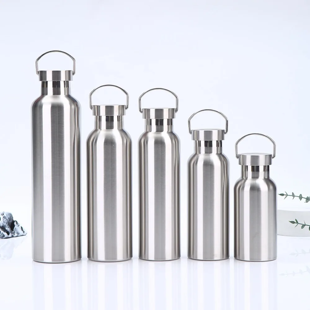 New Stainless Steel Water Bottle Insulated Sports Fitness Metal Flask Double Layer Portable Mountaineering Pot