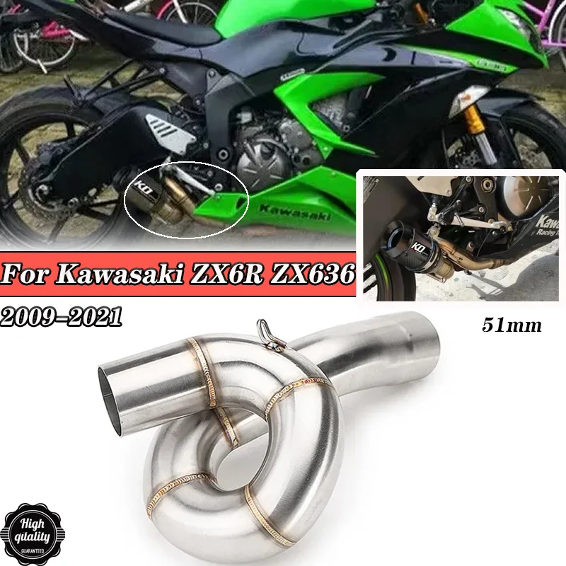 

For Kawasaki ZX6R ZX636 ZX 6R 636 2009 - 2018 19 20 2021 Years 51mm Motorcycle Exhaust Muffler Middle Link Pipe Slip-on Escape