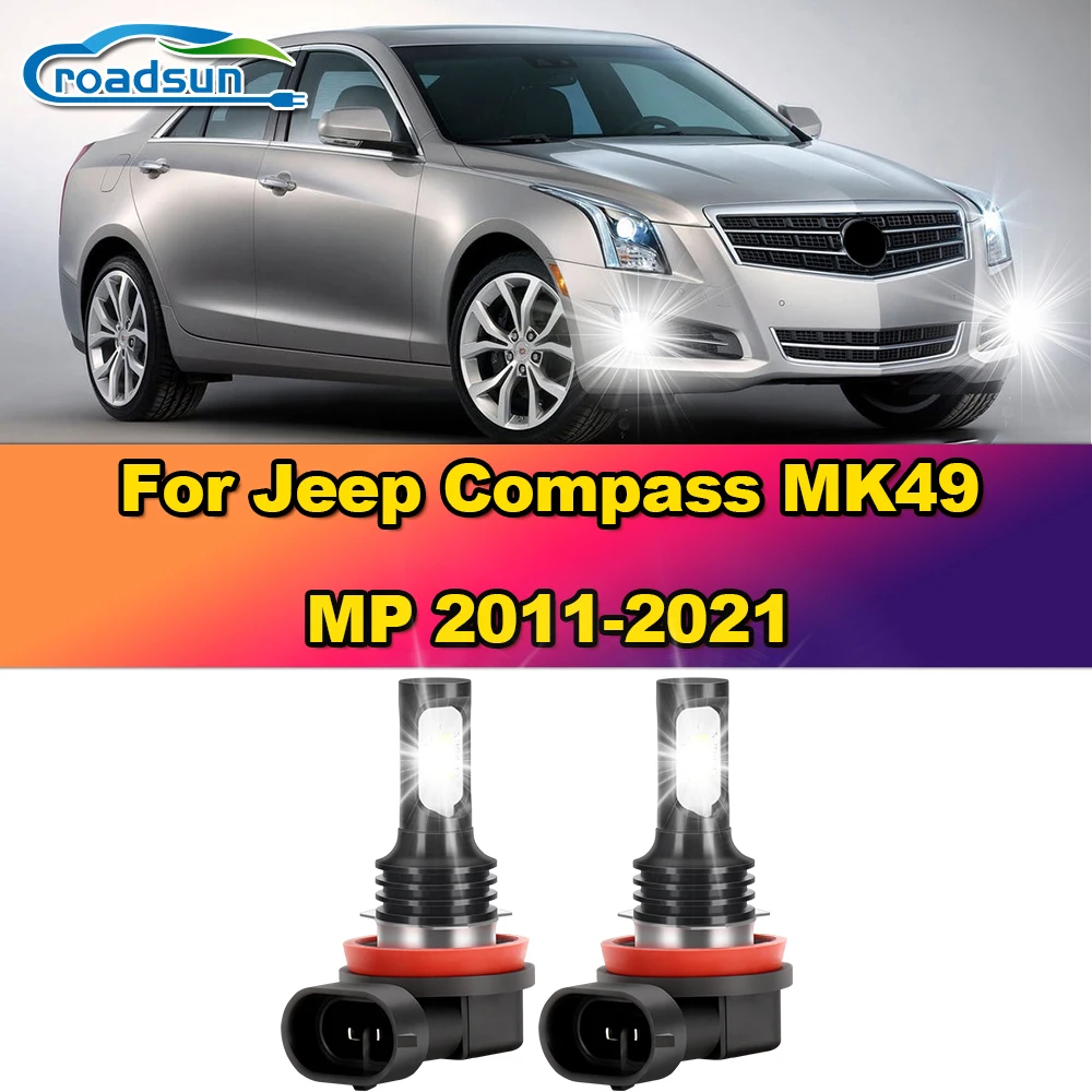 H11 LED Fog Lights Canbus 6000K White 100W Auto Fog Lamps Bulbs 12V 12000LM For Jeep Compass MK49 MP 2011-2018 2019 2020 2021