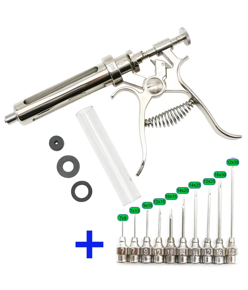 

Veterinary Animal Continuous Injection Syringe Revolver 10/20/50ml Stainless Steel Automatic Vaccination Gun for Cow Pig Sheep