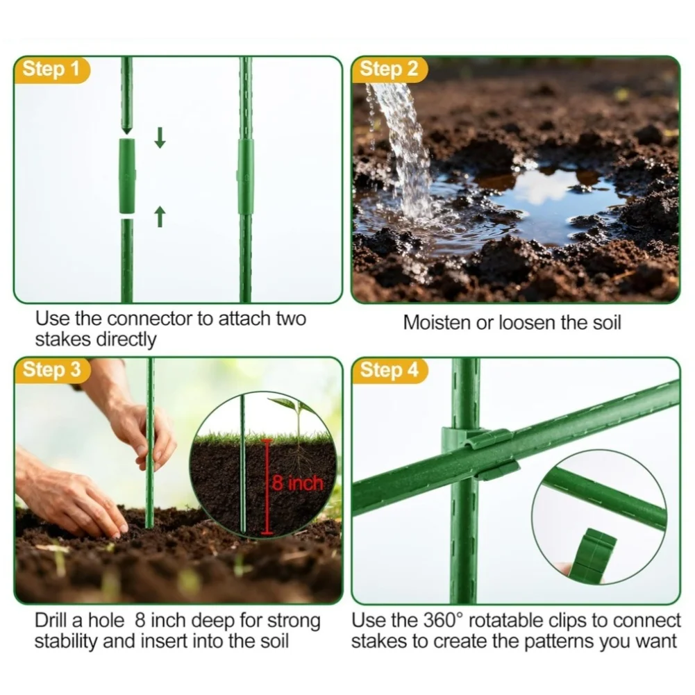 DIY Garden Trellis 16 inch 24 inch Adjustable Plant Support with 11mm Plastic Coated Steel Pipes for Cucumbers