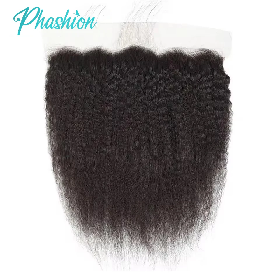 Phashion 26 28 Inch Kinky Straight 2x6 Deep Parting Lace Closure 13x6 Lace Frontal Only Human Hair Hd Transparent Lace Remy Hair