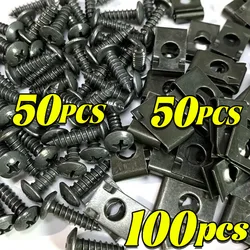 Mixed Car Metal Screw Clips Set U-Type Fastener Clip with Screw Anti-rust Fender Bumper Protection Buckle Iron Sheet Screw