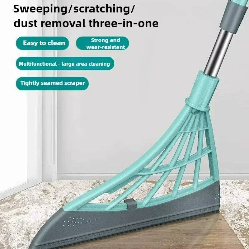 Escoba de silicona para limpiaparabrisas, escurridor de mango largo para lavado de ventanas, raspador mágico de vidrio para suelo del hogar, Herramientas de limpieza de espejo de empuje manual