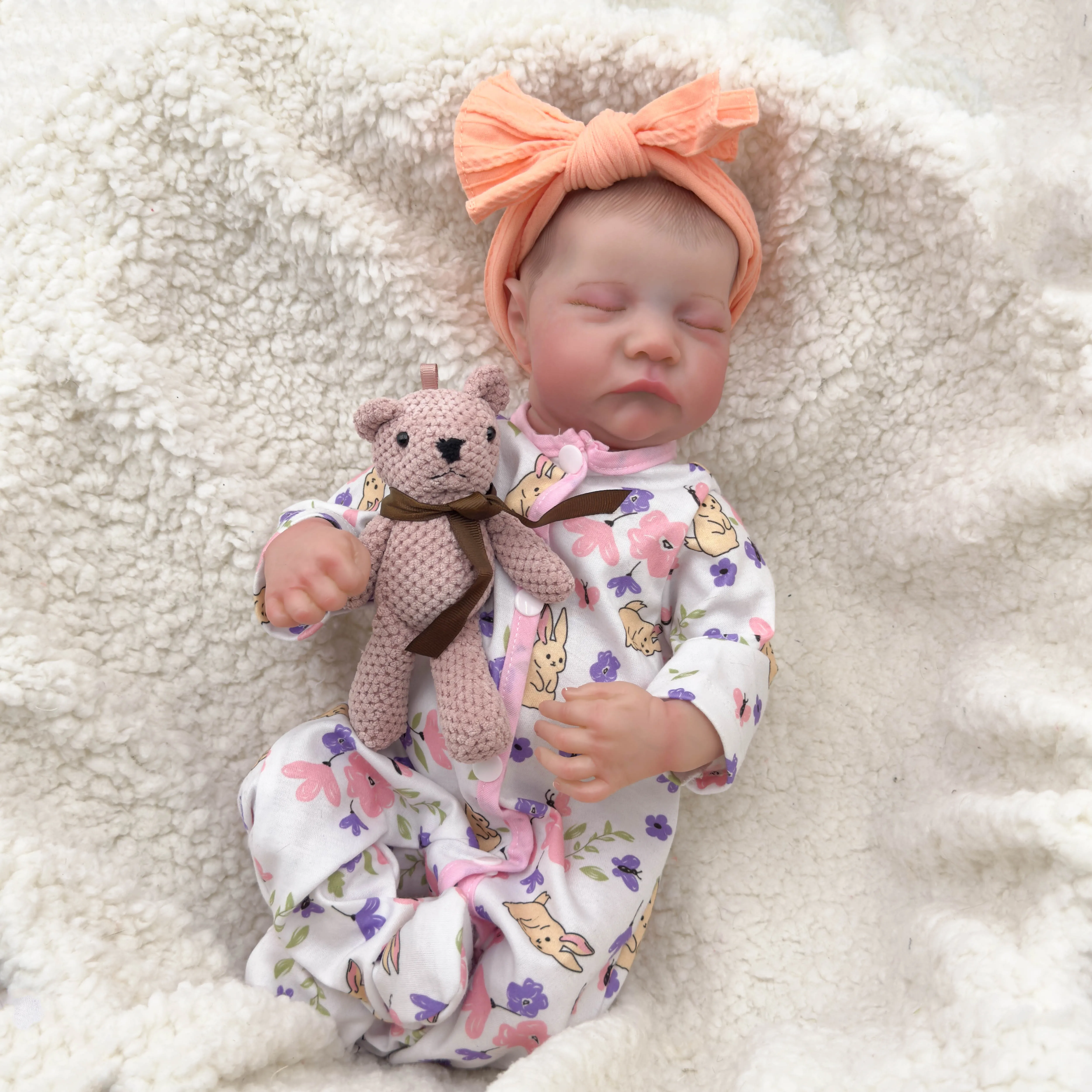 NPK 18inch Levi Full Body Newborn Baby Doll Reborn Sleeping Flexible 3D Skin Tone with Visible Veins Hand Painted Hair Doll