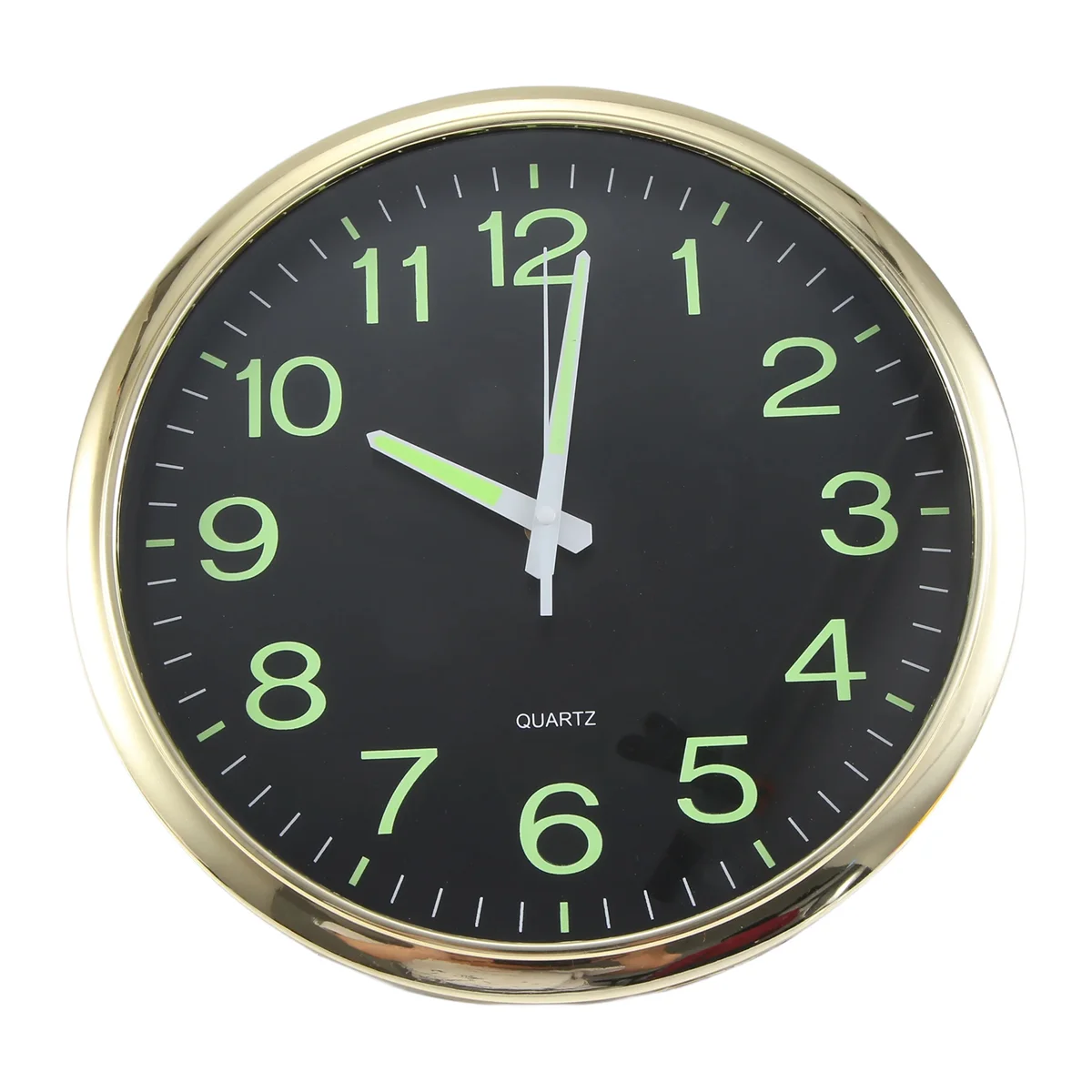 

12 Inch Round Large Luminous Wall Clock Glow in the Dark Non-Ticking Indoor Decor -Golden HOT