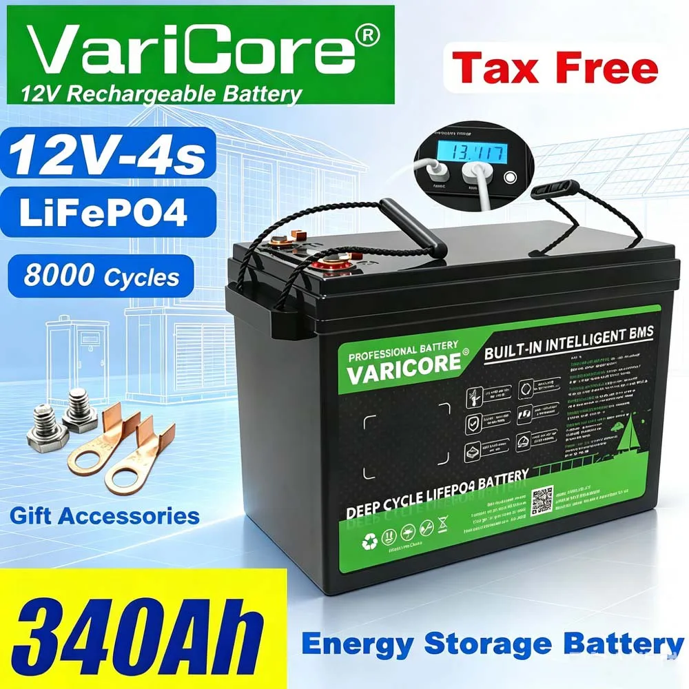 12V 200Ah 180Ah 340Ah LiFePO4 Battery 12.8V Lithium Iron Phospha For RV Campers Golf Cart Off-Road Off-grid Solar Wind Batteries