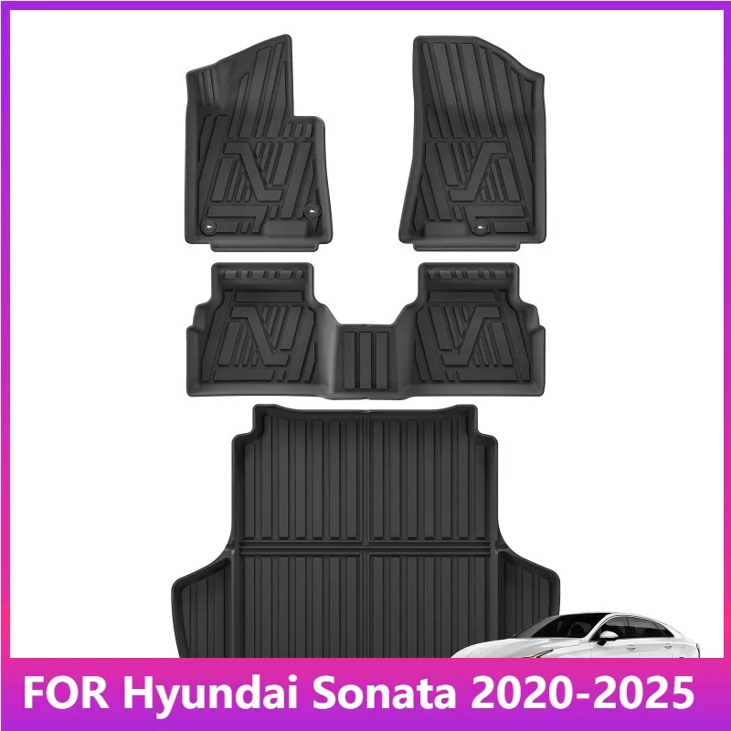 

Floor Mat For Hyundai Sonata 2020-2025 TPE 3D Car Mat Cargo Liner Trunk Pad All Weather Waterproof Accessories Black