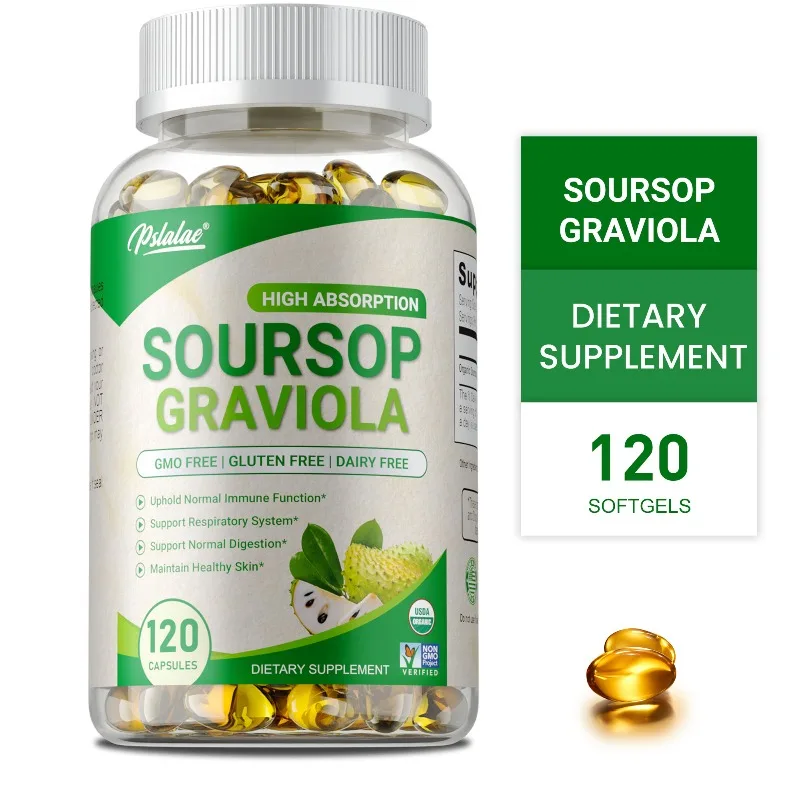

Soursop Graviola Capsules - Antioxidant, Improves Mood, Promotes Digestion and Cell Health, Boosts Immunity, Increases Energy