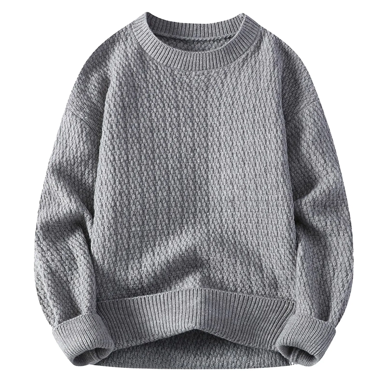 

Men Knit Sweater Autumn Winter Round Neck Thick Warm Solid Color Bottoming Shirt Jacquard Clothing Casual Knitwear Outdoor Tops