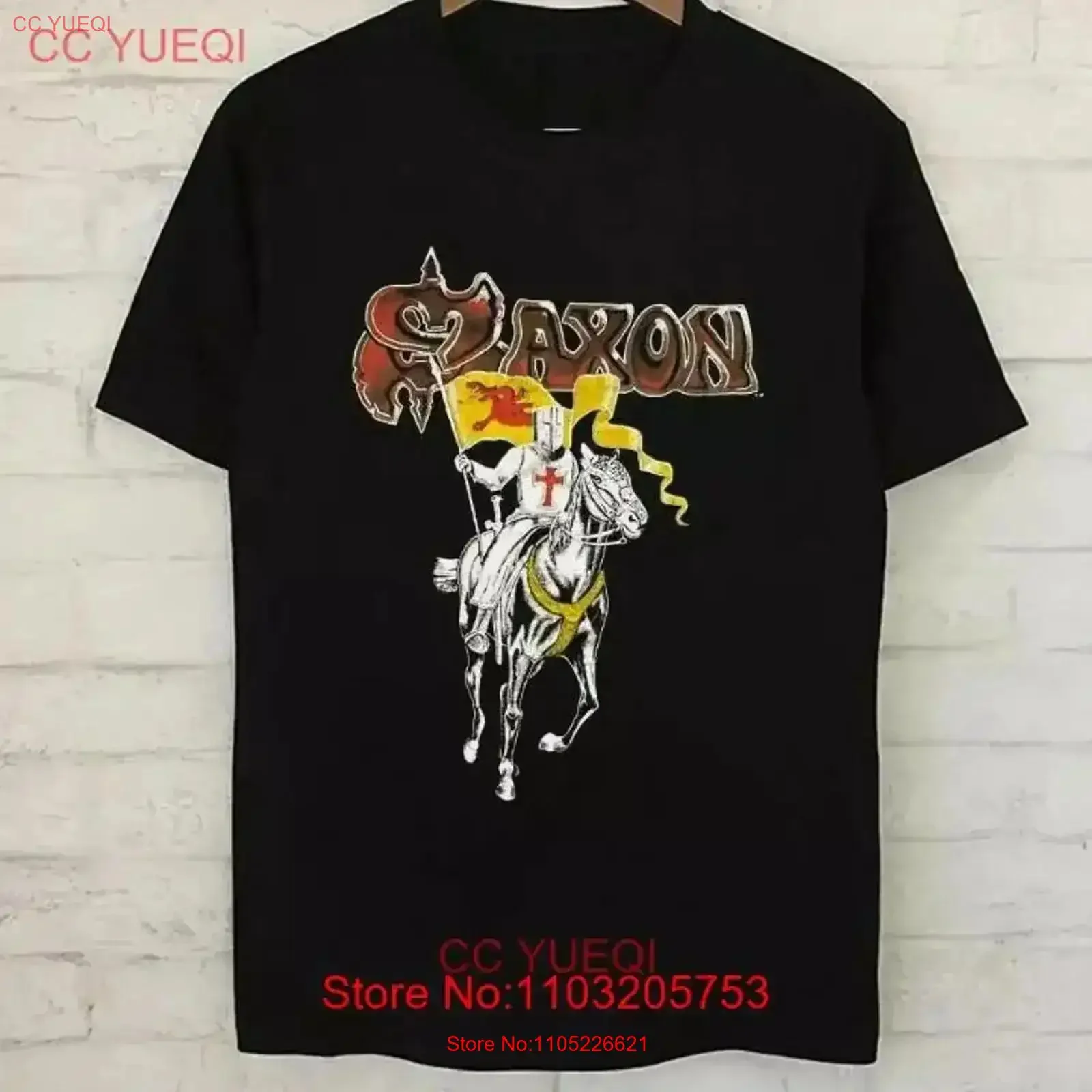 Camiseta Vintage de los años 80 SAXON Crusader negra de todas las tallas para el Día de la independencia, ropa de calle suave y cómoda, vintage versátil