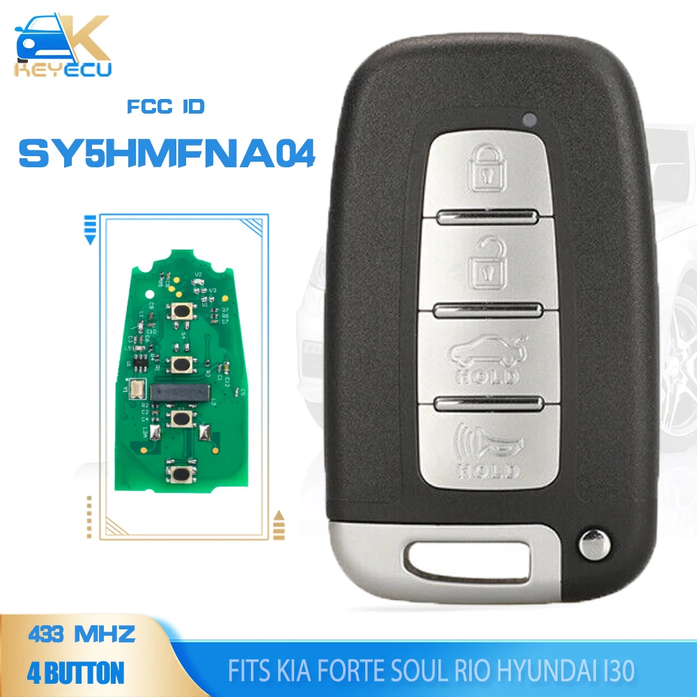 KEYECU Smart Remote key Fob 4 Button 433MHz ID46 Chip for Hyundai I30 IX35 , for Kia Forte Soul Rio Borrego Sorento 2009-2014