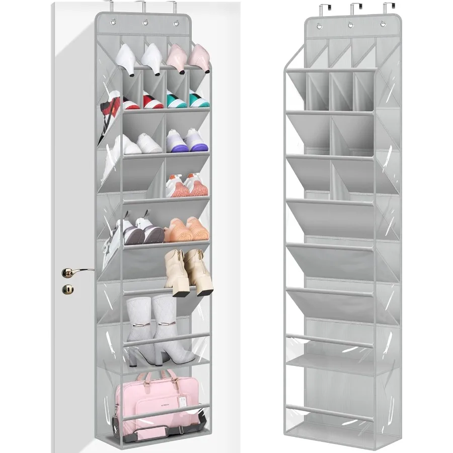 

Clear Over the Door Shoe Organizer Large Deep Pockets Hanging Shoe Rack for Closet Fit 20 Pairs Shoe Holder for Sneakers Boots