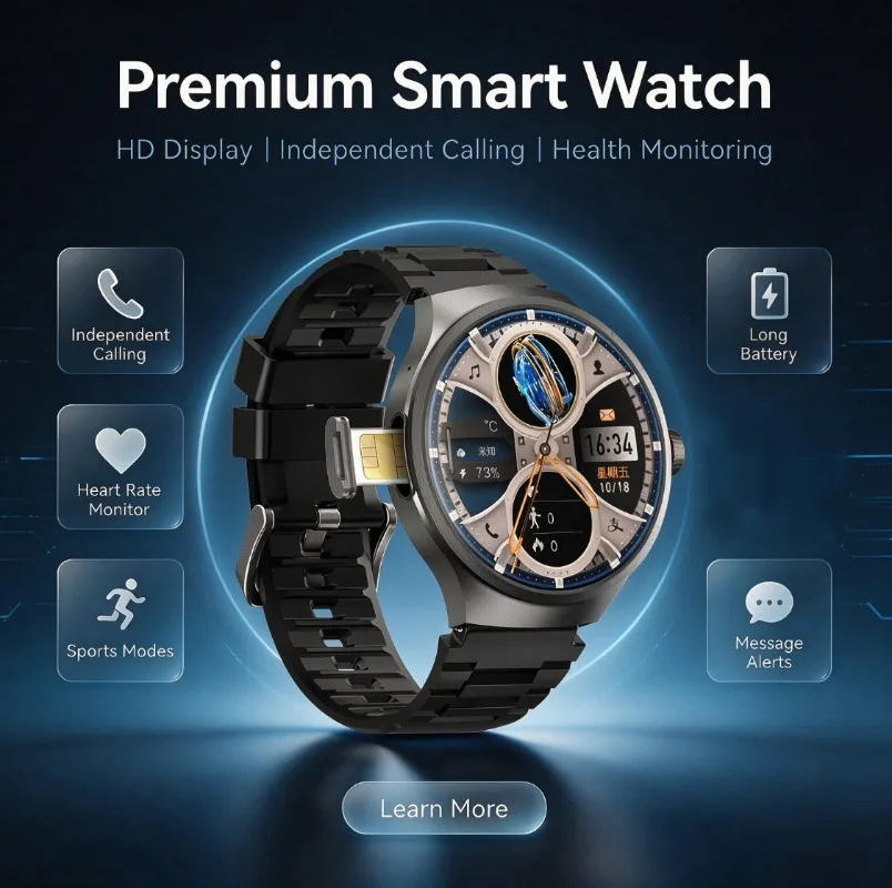 Unisex 1.75 Inch Large Screen Android Smart Watch SIM Independent Call WiFi GPS Sports Smartwatch