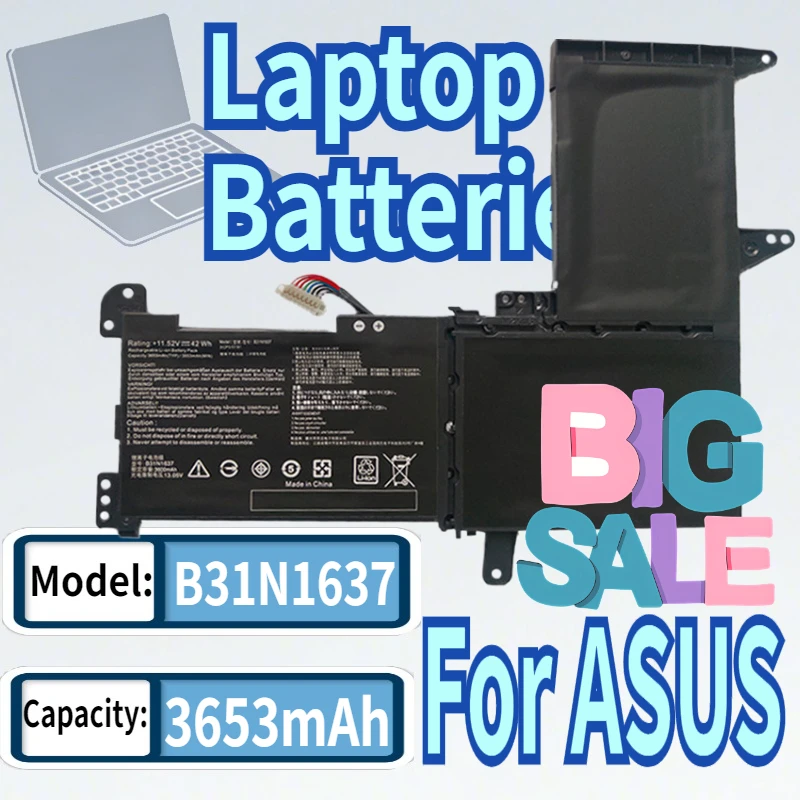 

11.52V B31N1637 Laptop Battery For ASUS X510 X510UA X510UF X510UQ VivoBook S15 S510UA S510UQ S510UN S510UR F510UA F510UQ 42WH
