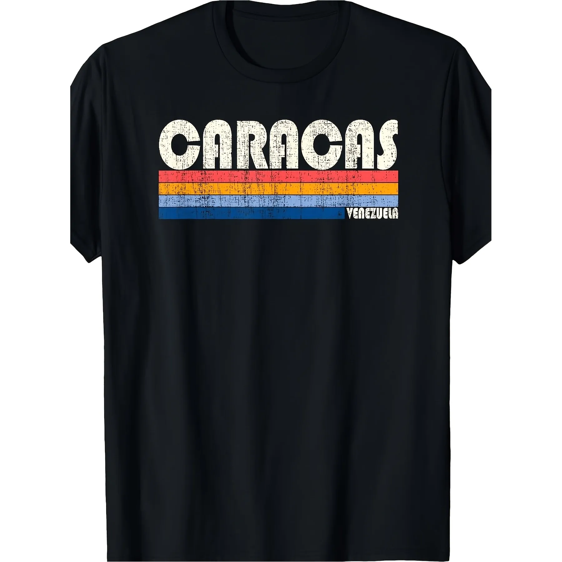Caracas Venezuela Vintage Graphic T Shirt 70s 80s Style Retro Geometric Print Cotton Breathable Casual Short Sleeve Tee