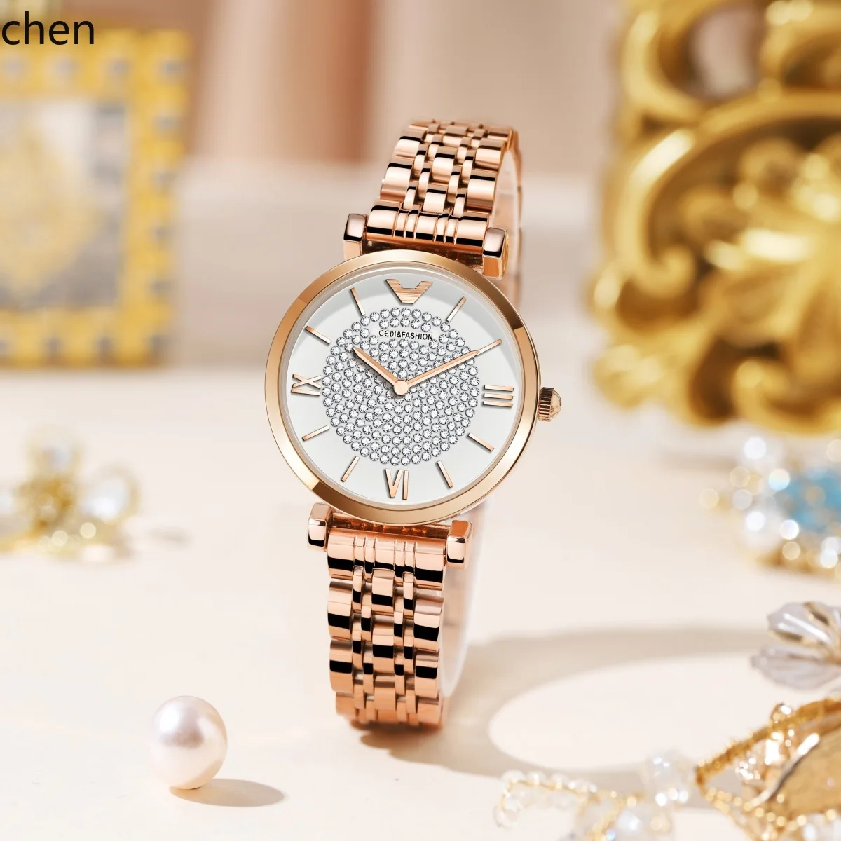 ZML women's watch is fashionable, diamond-embellished, waterproof, with a  strap and quartz  and features luminous brightness