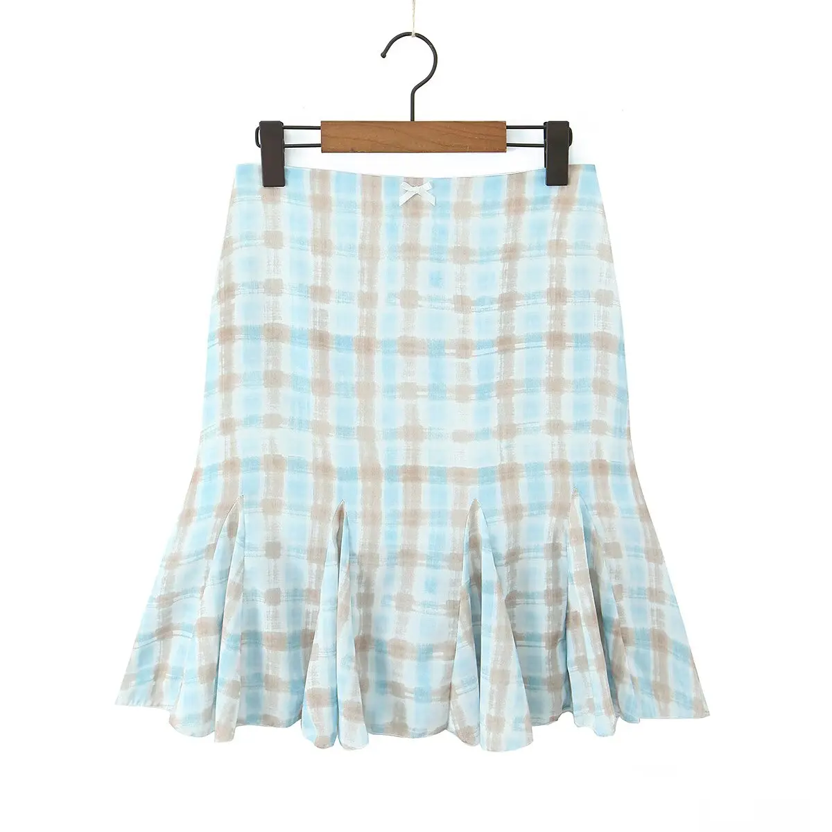 

Женская мини-юбка в клетку с поясом и молнией, средней посадки, с эффектом помятости, на подкладке, коллекция Лето 2026, модная повседневная ретро-модель