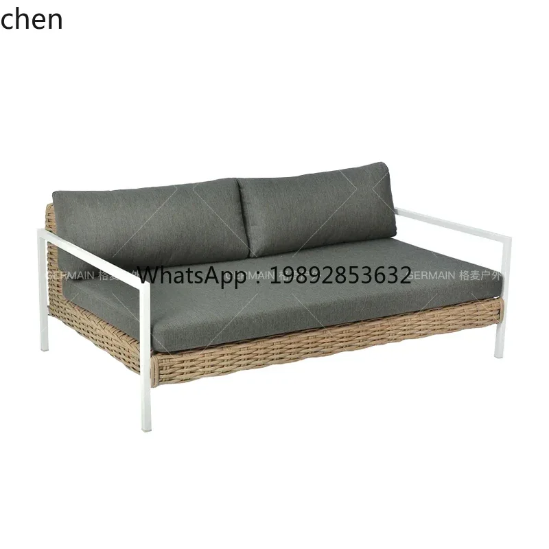 ZZ Rattan Sofa and Coffee Table Set for Courtyard Garden Outdoor Waterproof Sunproof Leisure Rattan Sofa Furniture