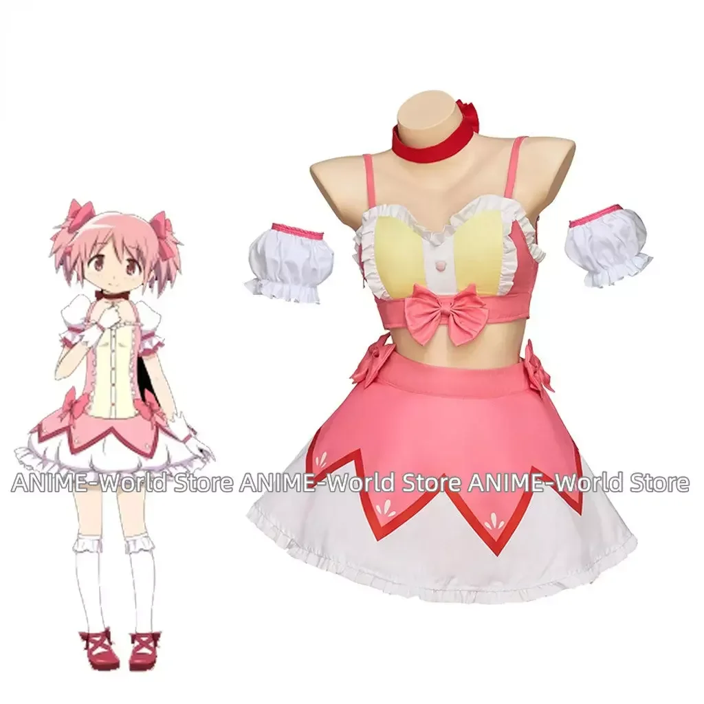 

Anime Puella Magi Madoka Magica Cosplay Kaname Madoka Costume Dress Top Skirt Full Set Magical Girl Top Mini Skirt Uniform Suit