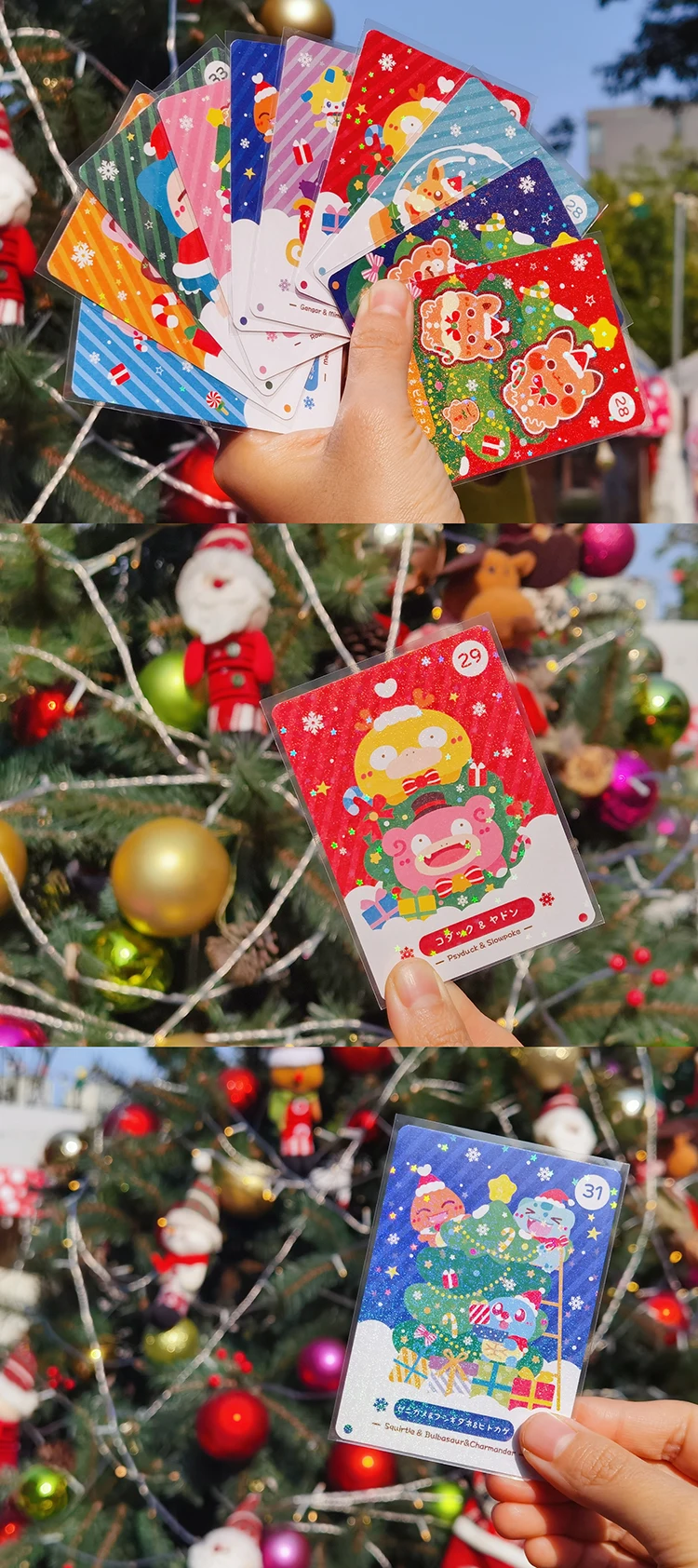 Kerstserie Anime Cartoon Slowpoke Eevee Charmander Bulbasaur Squirtle Magikarp Acryl sleutelhanger tas hanger