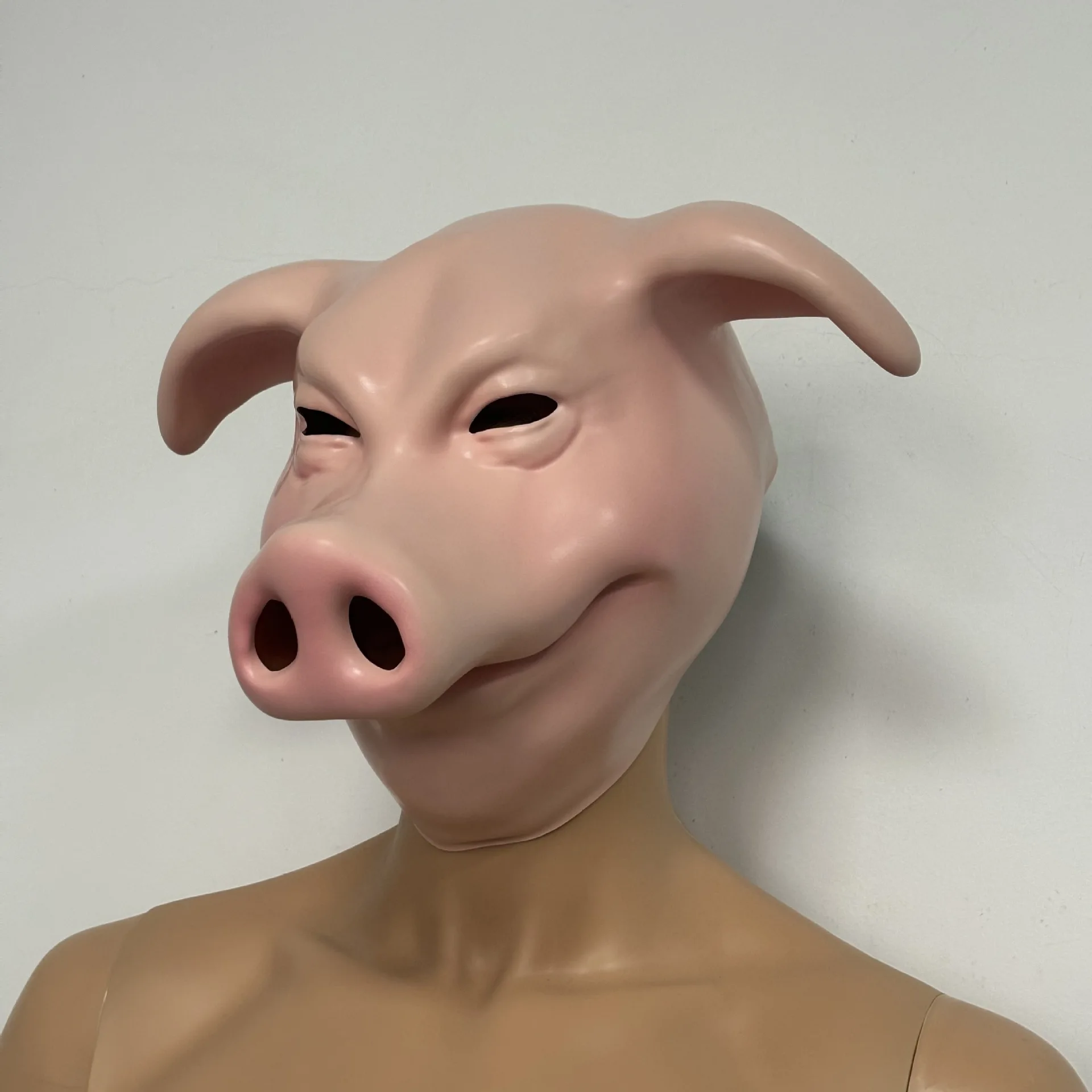 Lustige Schwein-Vollkopf-Latexmaske Realistische Tier-Schweinemaske Halloween Cosplay Maskerade Karneval Kostümparty Requisite – Detail 8