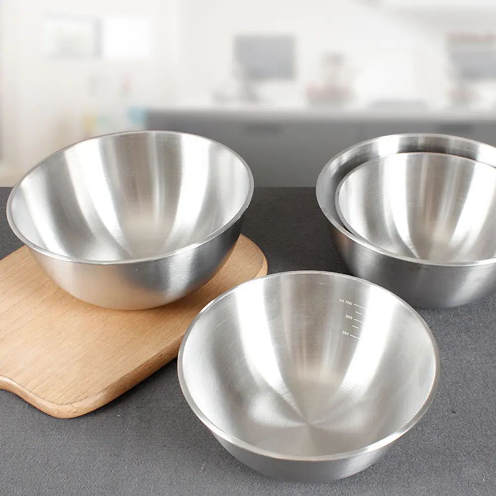 

Stainless Steel Mixing Bowl 2L 3L 5L Heavy Duty Kitchen Baking Bowl Salad Soup Noodle Storage Graduated Scale