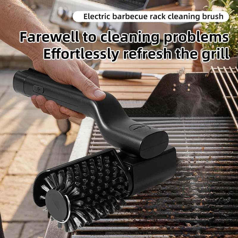 

Upgraded Electric Grill Brush Cordless Rotary Grill Cleaning Brush Adjustable Angle Stainless Steel Brush Heads for BBQ Grates