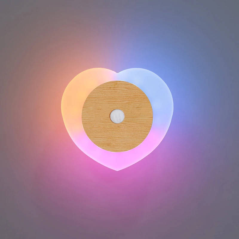 Sanded crystal heart-shaped table lamp, night light, human body sensor, no wiring, magnetic base, adjustable brightness