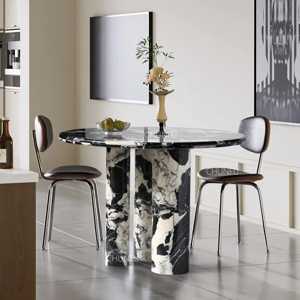 Italian Minimalist Marble Plinth Sofa Set Furniture Living Room Dining Table Set Kitchen Furniture Black Marble Dining Table